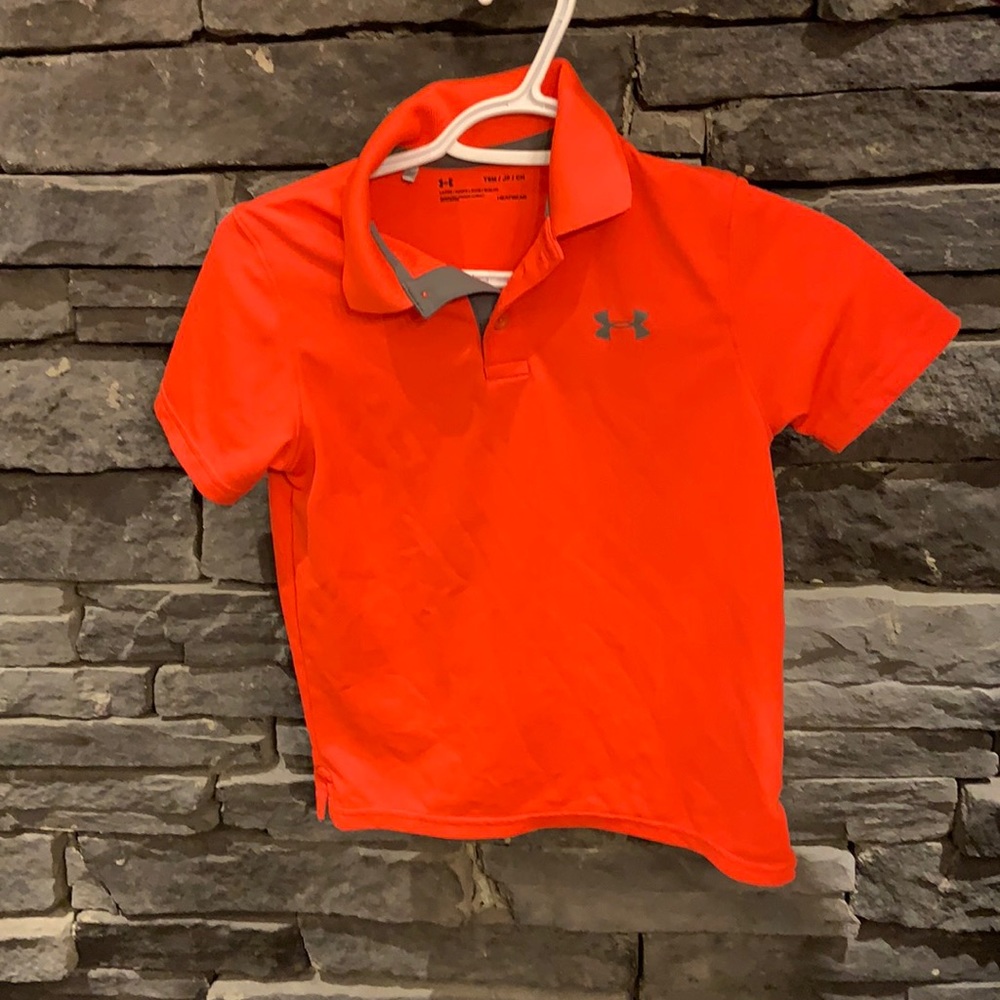 Orange polo under Armour